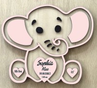 3D Pink Elephant Birth Announcement