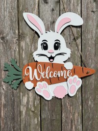 Easter Welcome Sign A w/Carrot